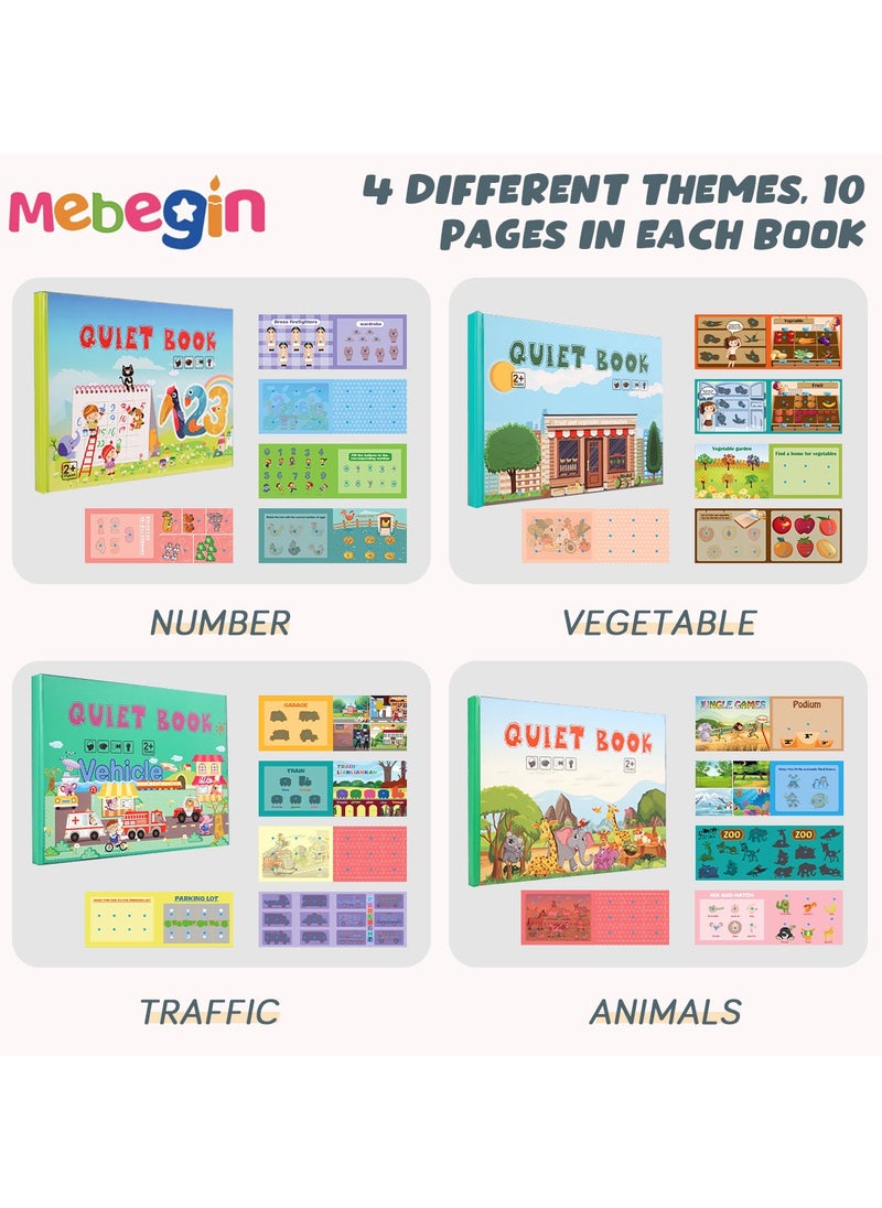 MEBEGIN 4PCS Quiet Book, Montessori Busy Book, Preschool Learning Activities Quiet Books for Toddlers, Educational Toddler Sensory Toy Busy Book for Kids to Develop Learning Skills  - Image 2