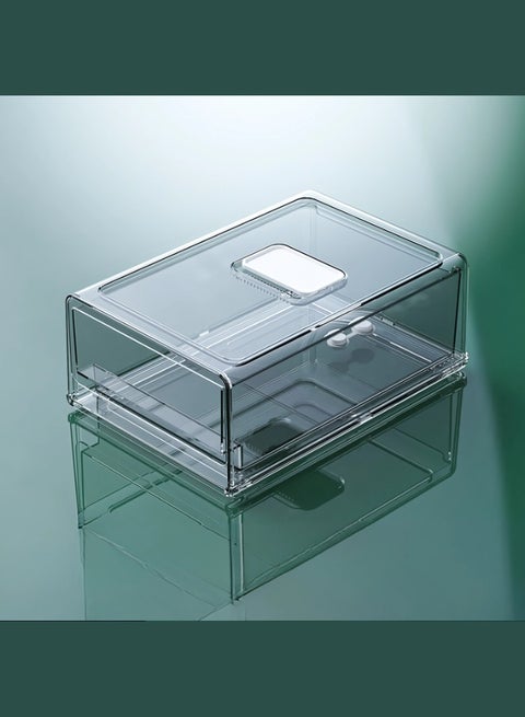 منظم مطبخ لتخزين الطعام في الثلاجة، صندوق ثلاجة قابل للتكديس، حاوية طعام قابلة للسحب مع صمامات تصريف سفلية للفريزر والمطبخ والحمام والثلاجة، منزلية خالية من (BPA). (متوسط الحجم)