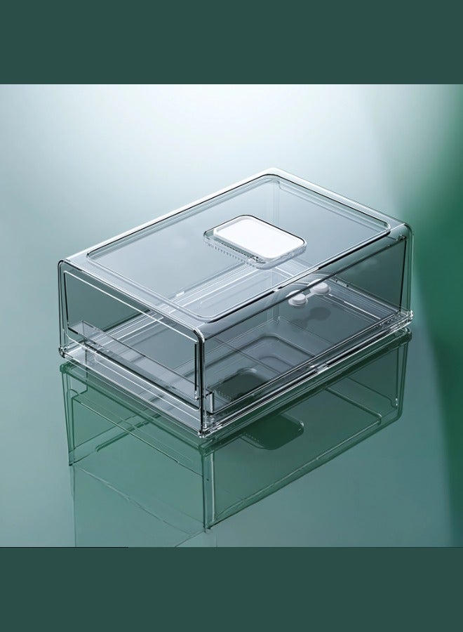 منظم مطبخ لتخزين الطعام في الثلاجة، صندوق ثلاجة قابل للتكديس، حاوية طعام قابلة للسحب مع صمامات تصريف سفلية للفريزر والمطبخ والحمام والثلاجة، منزلية خالية من (BPA). (متوسط الحجم)