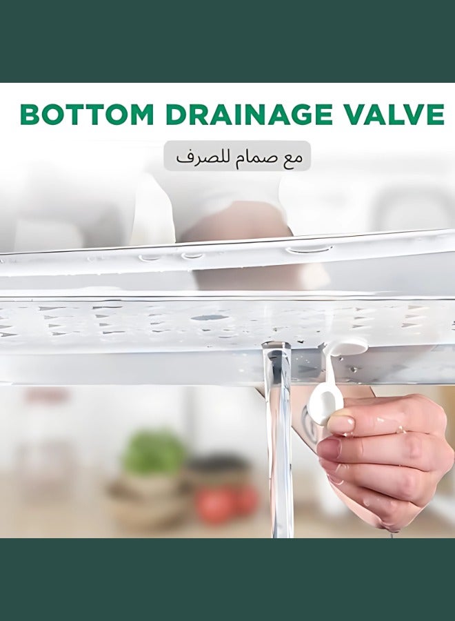 منظم مطبخ لتخزين الطعام في الثلاجة، صندوق ثلاجة قابل للتكديس، حاوية طعام قابلة للسحب مع صمامات تصريف سفلية للفريزر والمطبخ والحمام والثلاجة، منزلية خالية من (BPA). (متوسط الحجم)