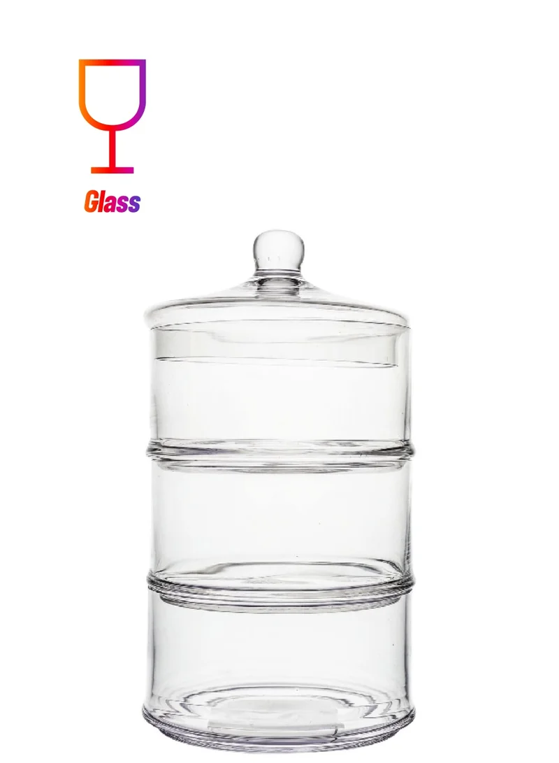 PARFAIT 3-Tier Elegant and Sturdy Glass Candy Jar with Lid Clear 33 x 18 cm Y115-003
