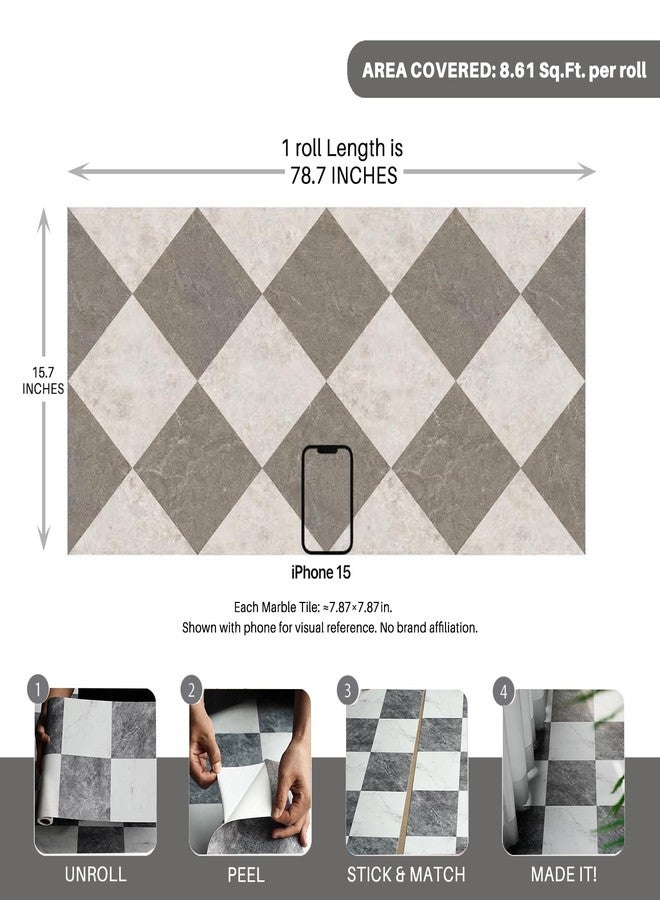 auxua Caramel Vinyl Checked Flooring Roll - Small Size (15.7” x 6.56ft) for 8.61 sq.ft Coverage, Seamless Grain Match, Hassle-Free Peel & Stick Tile Application, Ideal for Kitchens & Bathrooms - Image 3