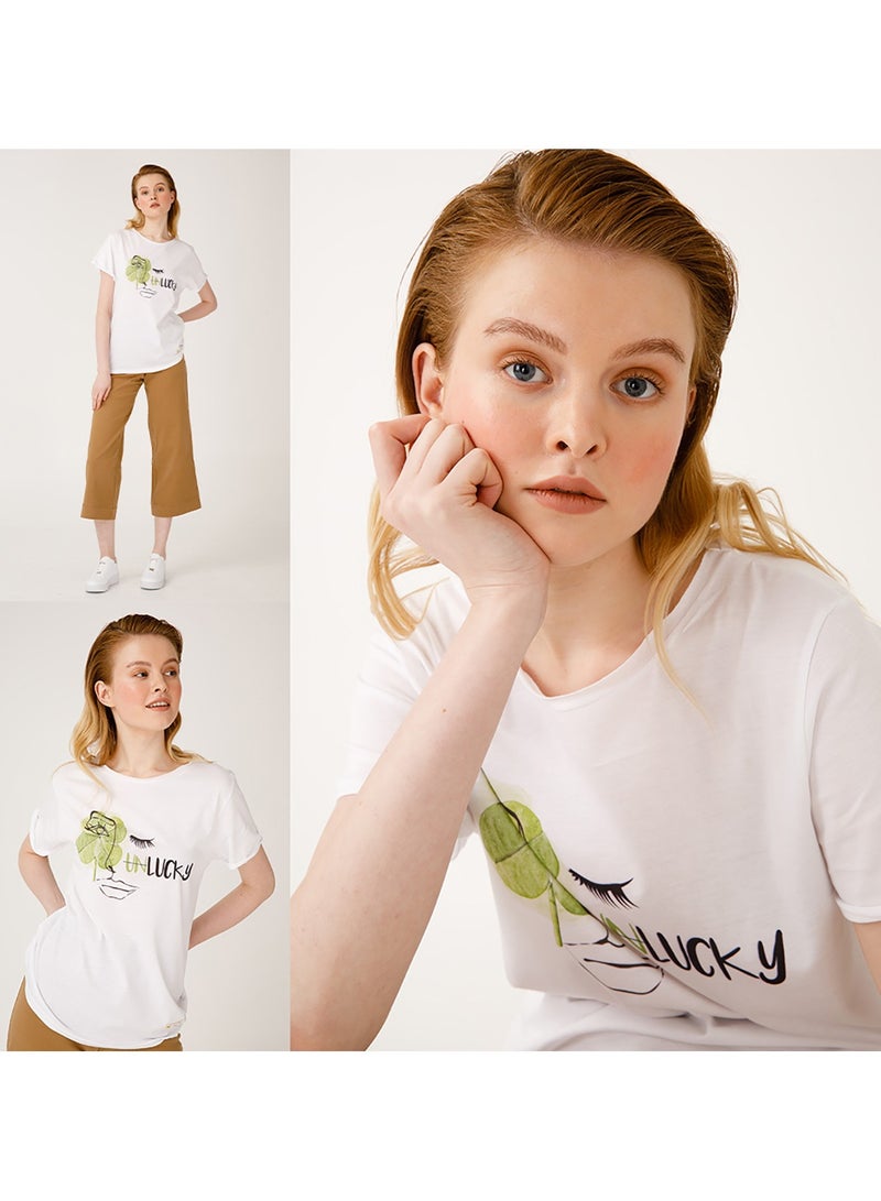 Biggdesign Faces Lucky Women's T-Shirt, Cotton Material, Custom Design, Size S - Image 3