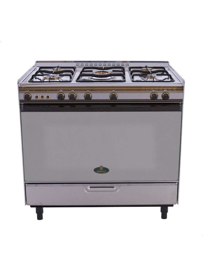 Kiriazi Stove (Old Steel), 90 × 60 cm, 5 Gas Burners, Silver, 8900S - Image 2