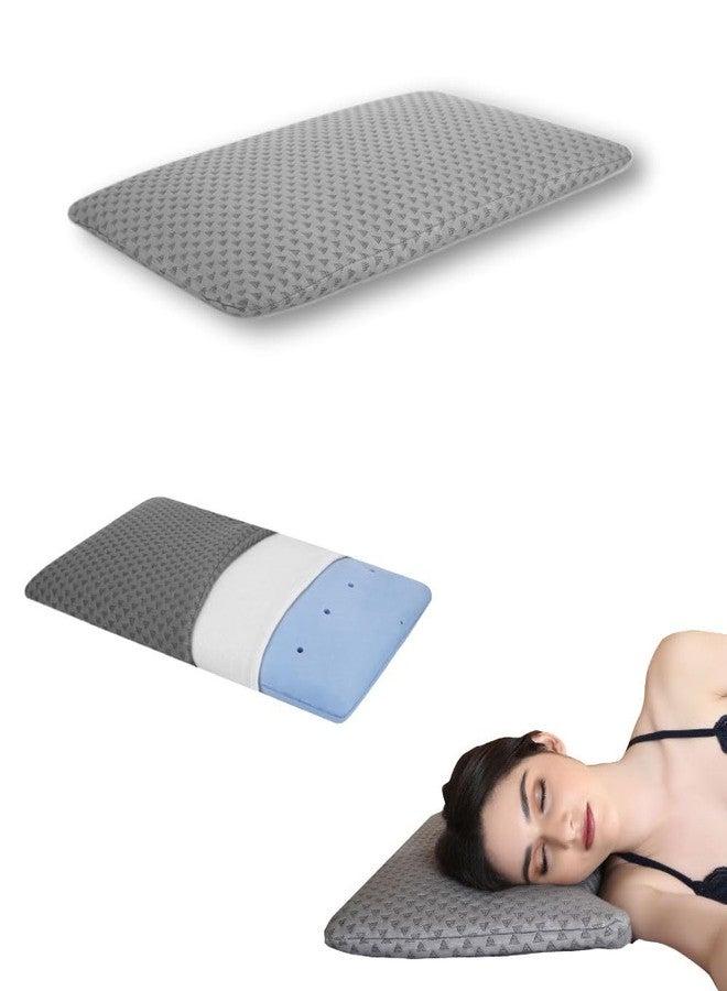 Dormyo Ultra Slim Pillow - Memory Foam for Sleeping - Ultra Thin for Neck Pain Relief - Thin Cervical for Neck Support - Thinnest Orthopedic (1, Luxe, 25.5" x 16.5" x 1") - Image 1