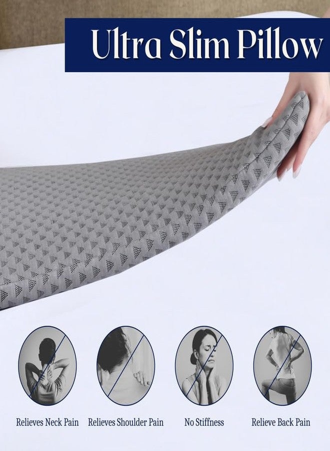 Dormyo Ultra Slim Pillow - Memory Foam for Sleeping - Ultra Thin for Neck Pain Relief - Thin Cervical for Neck Support - Thinnest Orthopedic (1, Luxe, 25.5" x 16.5" x 1") - Image 2