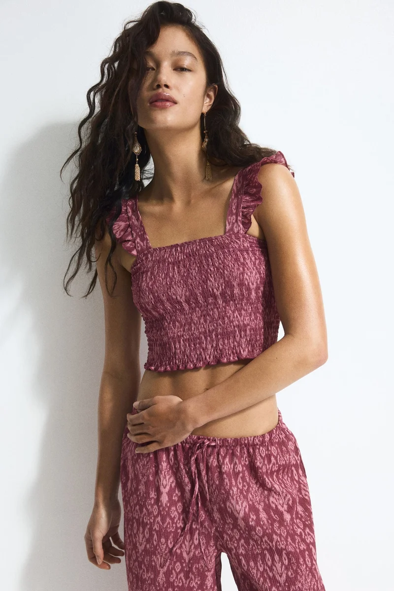 اتش اند ام بلوزة سموكد قصيرة