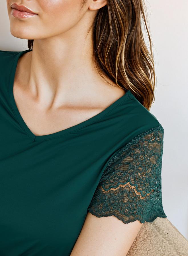 Splash FAV V-neck Night Dress with Lace Sleeve - Image 3