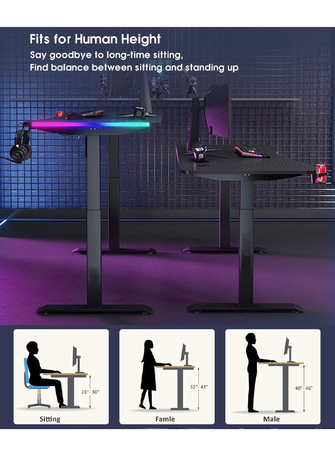 keke Multifunctional Adjustable Height Gaming Desk with RGB LED Lights, Wireless Remote, Handle Rack, Cup Holder, USB Socket and Headphone Hook 120 CM - Image 5