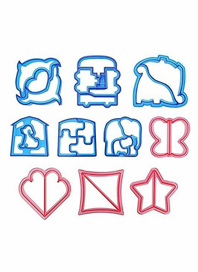 Excefore Kids Sandwich Cutter Set of 10 - Multi Shapes and Cute Design Sandwich Cutters，Sandwich and Bread Crust Cutters in 10 Cute Shapes, for Bento Lunch Box - Image 1