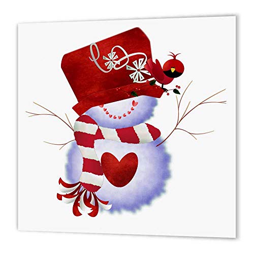 3DROSE 3dRose ht_60788_3 Red Hatted Snowman-Iron on Heat Transfer for Material, 10 by 10-Inch, White  - Image 1