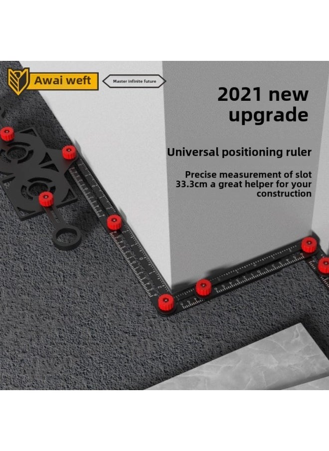 Generic - Opening Special-shaped Measuring Ruler Section Ruler Ruler Nine-fold Ruler Taking Ruler Multifunctional Tile Positioning Six-fold Ruler-Model:[model 2021] Aluminum Alloy 9-fold Ruler + Positioning Head - Image 1