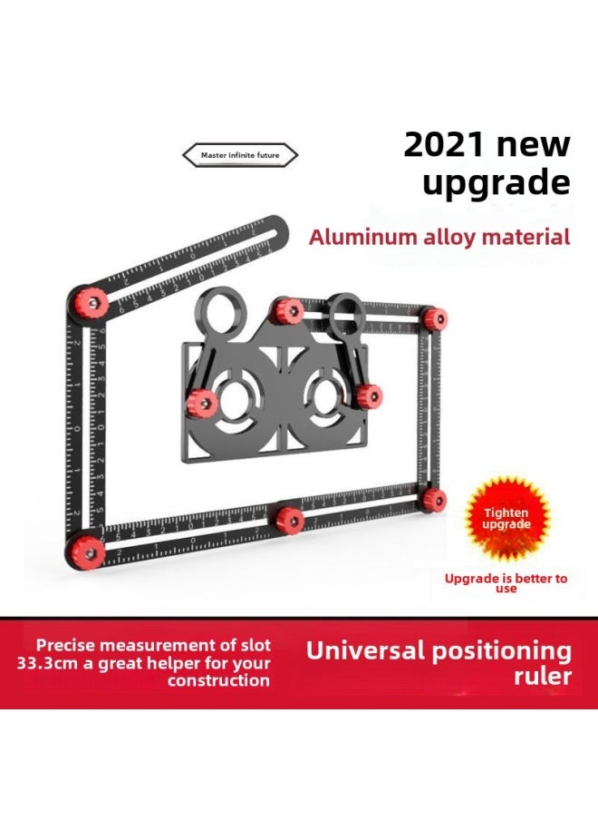 Generic - Opening Special-shaped Measuring Ruler Section Ruler Ruler Nine-fold Ruler Taking Ruler Multifunctional Tile Positioning Six-fold Ruler-Model:[model 2021] Aluminum Alloy 9-fold Ruler + Positioning Head - Image 1