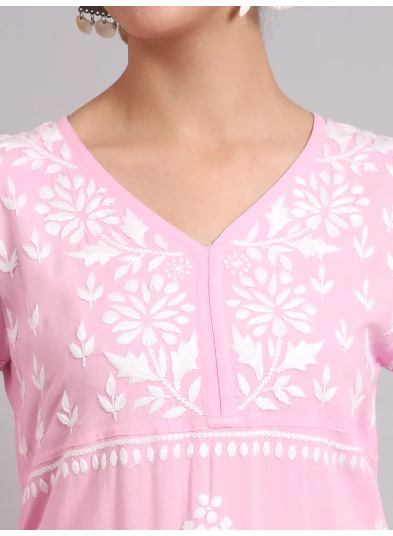 Alaya Women Hand Embroidered Lucknowi Chikankari Rayon Kurta Set-AL4077KS