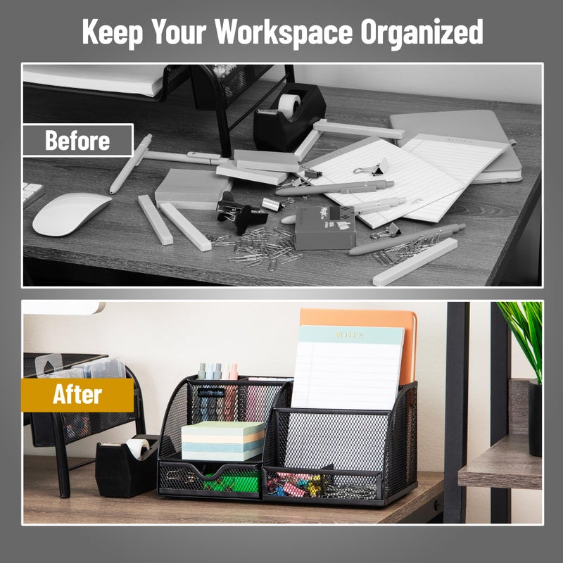 Mind Reader 7-Compartment Desktop Organizer, File & Accessory Storage, Metal Mesh Office Organizer for Desk, Workspace, Mail, Black - Image 5