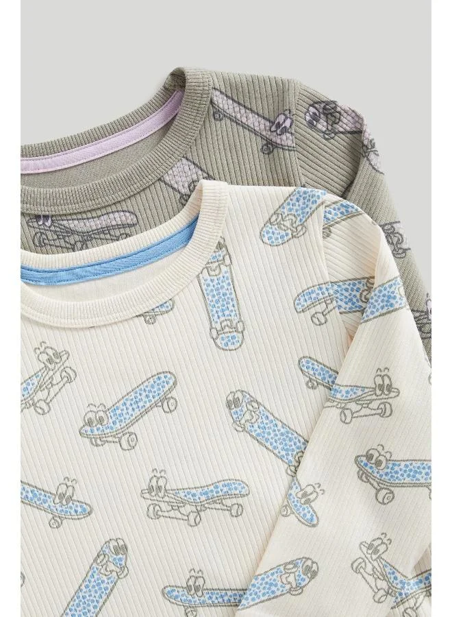 mothercare 2 Pack Ribbed Skate Pyjamas