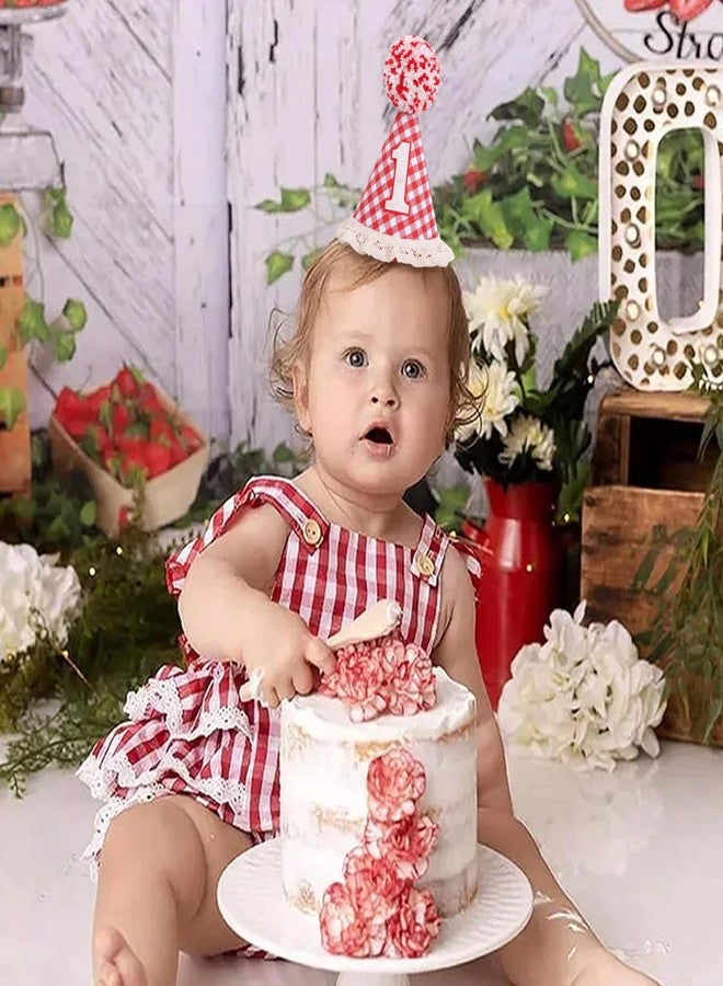 Agkvw Red Gingham 1st Birthday Hat - Retro Birthday Crown, Picnic, Pizza Bday Hat, First Bday Decorations Fot Boys and Girls - Image 5