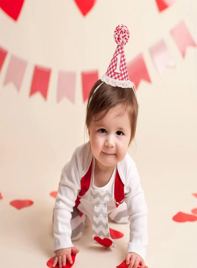 Agkvw Red Gingham 1st Birthday Hat - Retro Birthday Crown, Picnic, Pizza Bday Hat, First Bday Decorations Fot Boys and Girls - Image 3