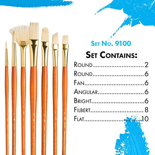 Princeton RealValue Paintbrush, Rnd 2,6,BRT 6,FLB 8,Fan 6,Flat 10,ANG 6, Orange - Image 3