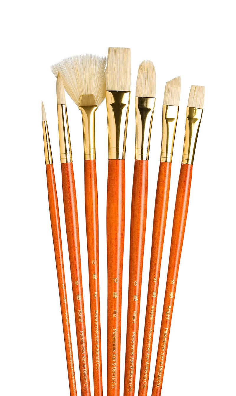 Princeton RealValue Paintbrush, Rnd 2,6,BRT 6,FLB 8,Fan 6,Flat 10,ANG 6, Orange - Image 1