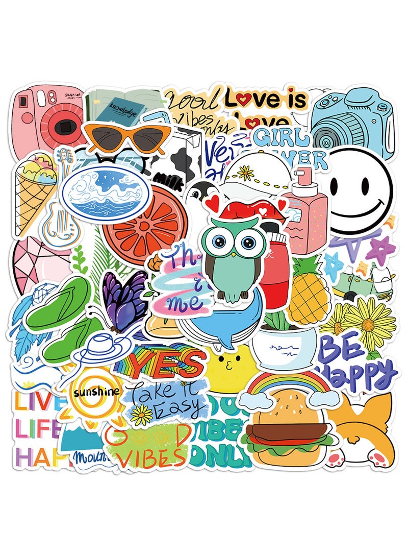 قوس قزح أورينبو 53 قطعة من الملصقات اللطيفة لزجاجات المياه ملصقات أصلية مقاومة للماء لأجهزة الكمبيوتر المحمول والهاتف والتزلج على الجليد وملصقات جمالية للأطفال والمراهقين والفتيات والطلاب - Image 1