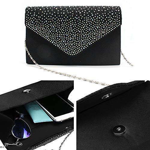 Groupcow New Ladies Evening Handbags Bridal Wedding Bag Handbag (Black) - Image 5