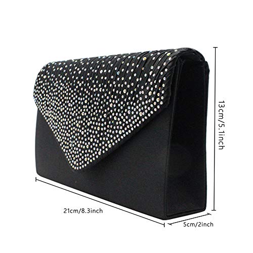 Groupcow New Ladies Evening Handbags Bridal Wedding Bag Handbag (Black) - Image 2