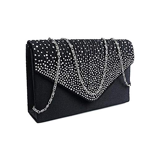 Groupcow New Ladies Evening Handbags Bridal Wedding Bag Handbag (Black) - Image 1