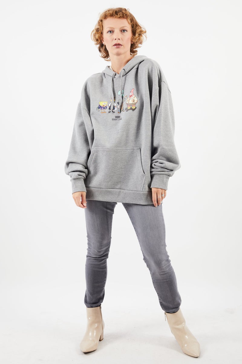 VANS هودي جرافيك للنساء، مزيج رمادي - Image 4