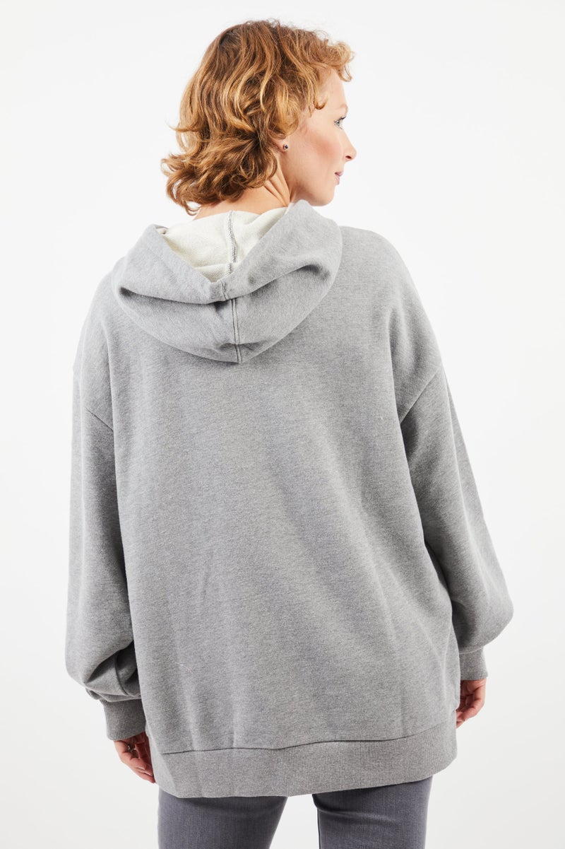 VANS هودي جرافيك للنساء، مزيج رمادي - Image 2