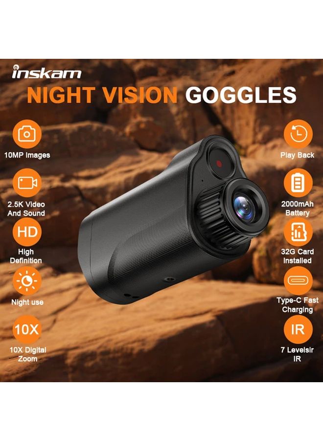 المنظار الليلي الرقمي الأسود 10X بشاشة 2 بوصة عالية الدقة - منظار الأشعة تحت الحمراء للتخييم في الهواء الطلق ومراقبة الحياة البرية ومراقبة المزرعة - يعمل بالبطارية أو عبر USB - Image 2