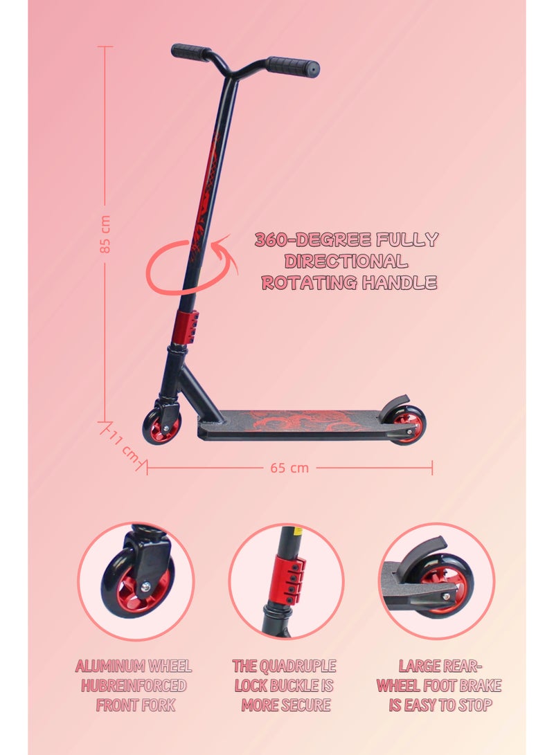 EASY FUTURE 2 Wheels Stunt Scooter  Pro Trick Scooter with Aluminium Deck & Grip Tape, 110 mm Alloy Wheels, Wide T-Bar Handlebars, Steel Brake, Lightweight 360° Stunts for Beginners & Intermediates Including Full Protective Gear Set - Image 2