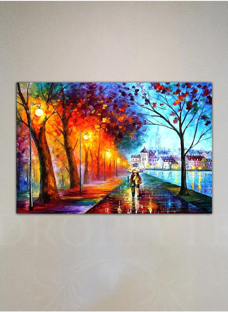 Droplyte Couple Walking on Road Colorful Painting Decorative Wall Art Wall Decor Card Board MDF Home Decor for Living Room, Drawing Room, Office Room and Bedroom 60CM x 40CM  - Image 2