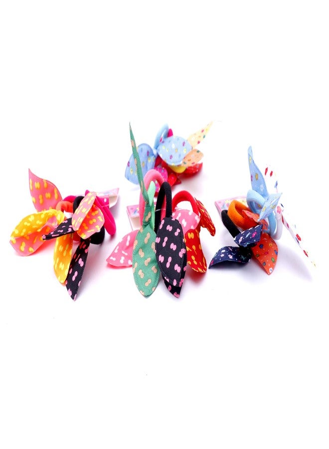 Honbon Multicolour Rabbit Ear Hair Tie Rubber Bands Style Ponytail Holder for Girls 16 Pieces - Image 3
