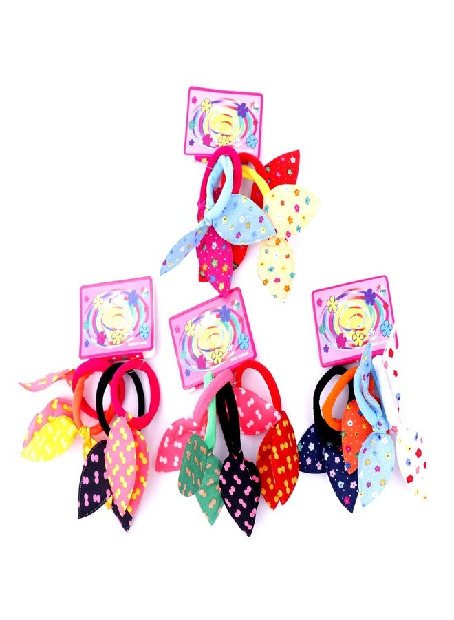 Honbon Multicolour Rabbit Ear Hair Tie Rubber Bands Style Ponytail Holder for Girls 16 Pieces - Image 2