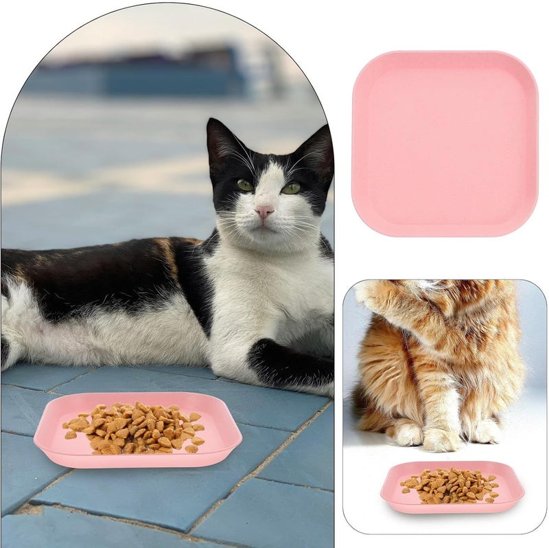 4pcs Square Shallow Cat Bowls for Wet Food and Water Feeding Wide Pet Food Dishes with Whisker Relief Design Suitable for Indoor Cats Kittens - Image 3