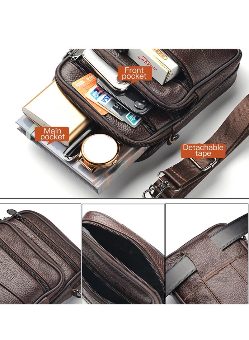 Deabolar 3-in-1 Crossbody Bag for Men Stylish Cowhide Messenger Satchel - Image 2