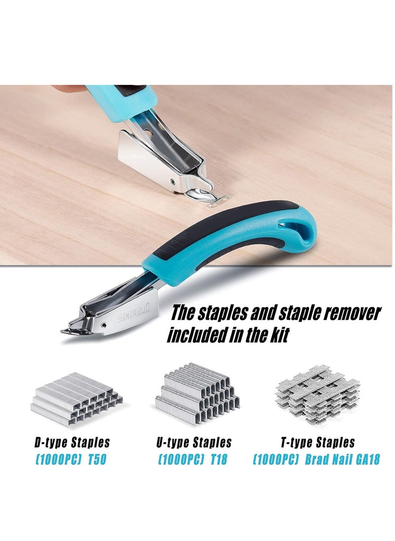 SHALL - Staple Gun Heavy Duty, 3-in-1 Upholstery Staple Gun Kit with 3000 Staples, Staple Remover, Manual Brad Nailer with Specific Staples Outlet Position Indicator - Image 1