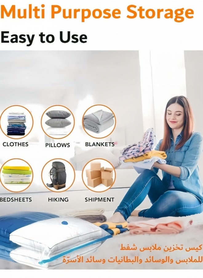 15 Pack Plastic Vacuum Seal Bag Vacuum Storage Bag with Pump, (4 Jumbo, 4 Large, 4 Medium, 3 Small) Vacuum Seal Storage Bags, Reusable Vacuum Bags for Clothes, Mattress, Blanket, Duvets, Pillows, Comforters, Quilt, Travel - Image 4