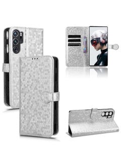 HuHa Case Cover For ZTE nubia Red Magic 9 Pro/9 Pro+ Honeycomb Dot Texture Leather Phone Case Silver 