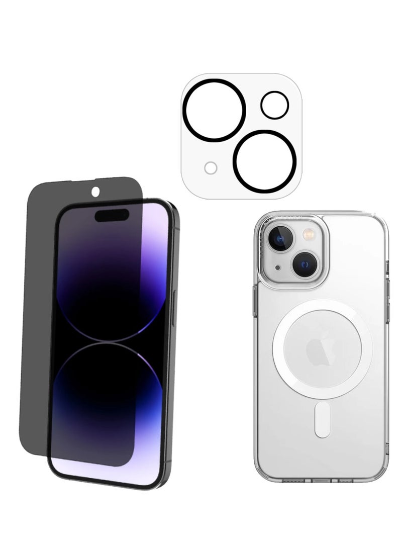 DUSALA 3 Pack Full Coverage iPhone 14 Case 6.1 Inch With iPhone 14 Camera Lens Protector And iPhone 14 Privacy Screen Protector 6.1 Inch For iPhone 14 Magsafe Case - Image 1