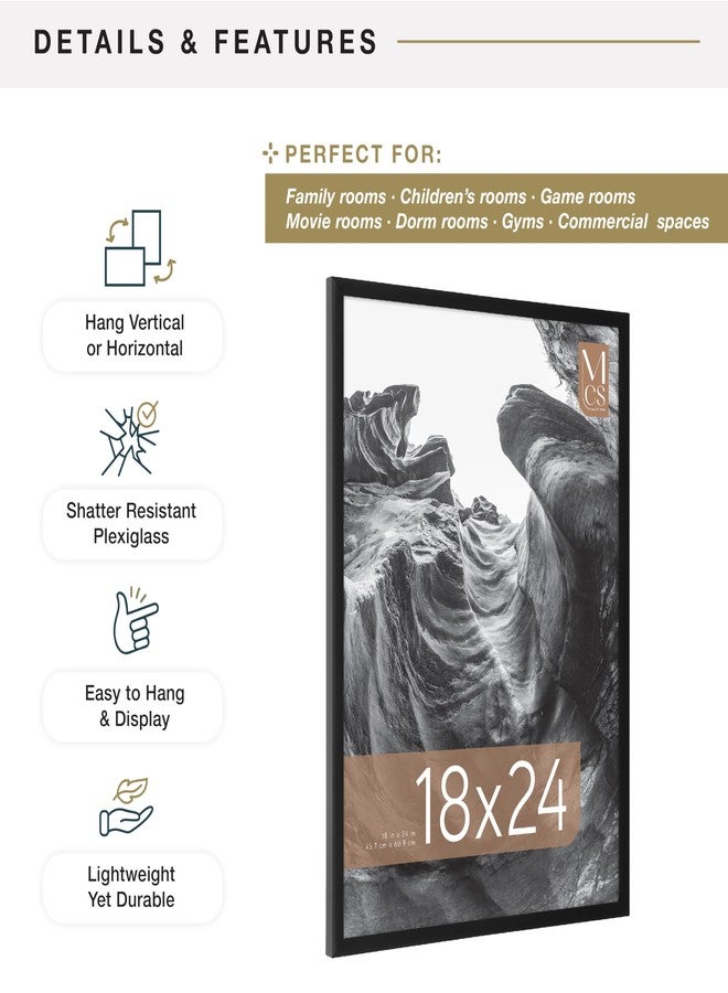 MCS Everline Collection 18x24 Poster Frame Black, Vertical & Horizontal Wall Hanging Large Picture Frame for Photos, Posters & Art Prints (1-Pack) - Image 5