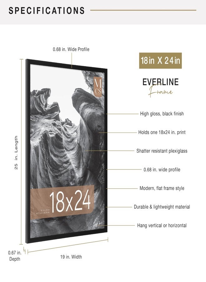 MCS Everline Collection 18x24 Poster Frame Black, Vertical & Horizontal Wall Hanging Large Picture Frame for Photos, Posters & Art Prints (1-Pack) - Image 3