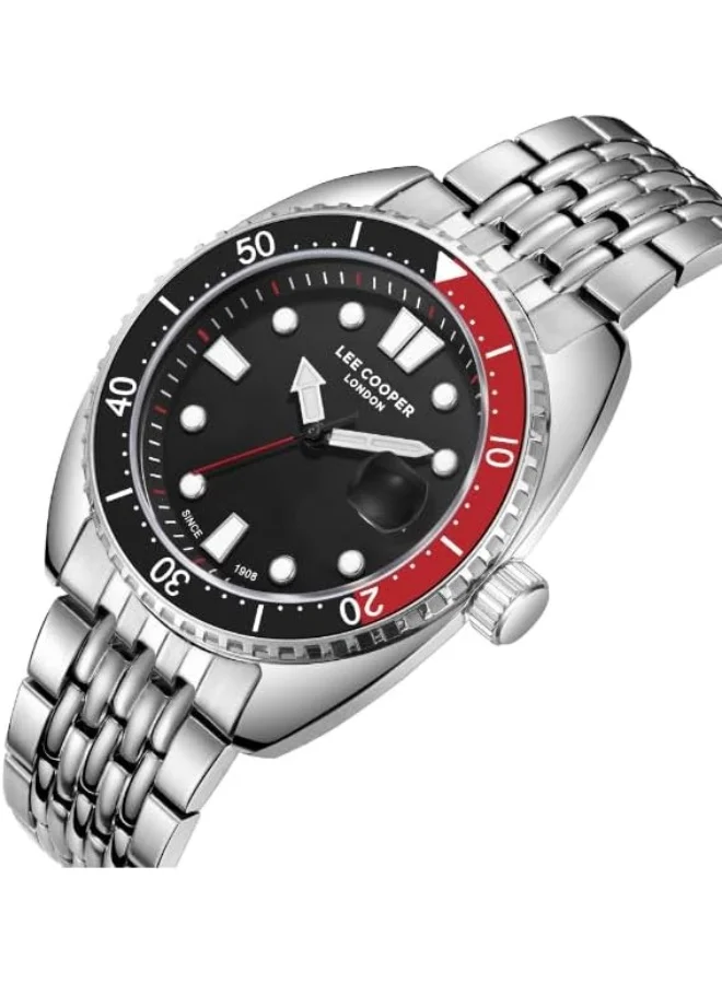 Lee Cooper LEE COOPER Men's VX42E11 Movement Watch, Date Display and Metal Strap - LC07997.350, Black