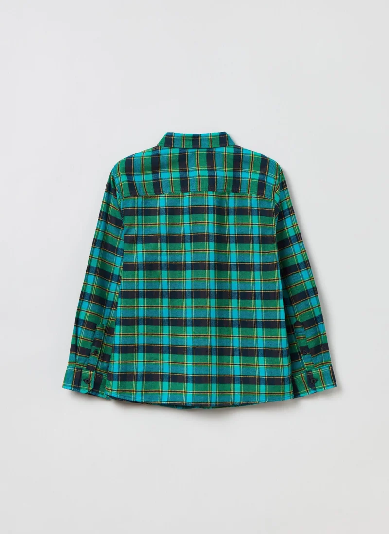 او في اس Ovs Cotton Shirt With Check Print