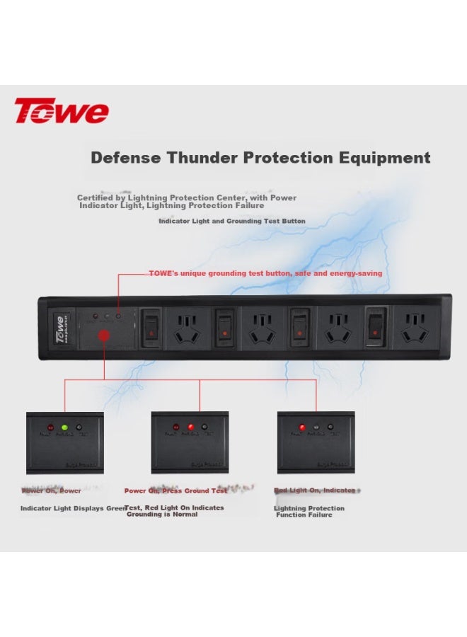Towe Pdu Surge Protector Power Strip With Overload Protection 3 Outlets Individual Control + 4-in-1 Lightning Protection - Image 3