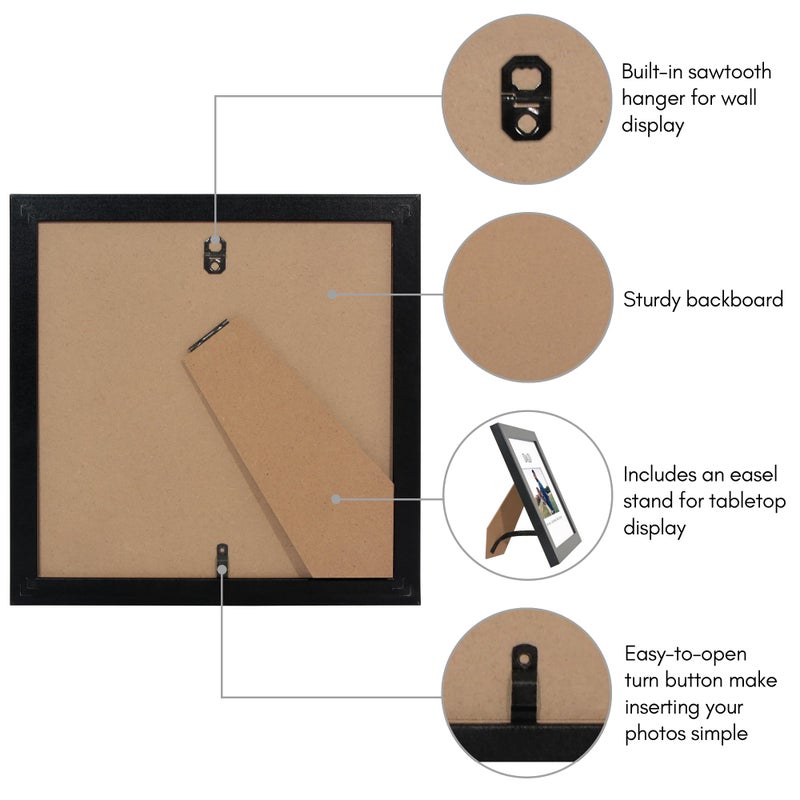 Americanflat Dad Picture Frame with Shatter-Resistant Glass - Use as 8x8 Picture Frame without Mat or 4x6 Frame with 3 Interchangeable Mats - Signature Collection - Gifts for Dad - Black - Image 5