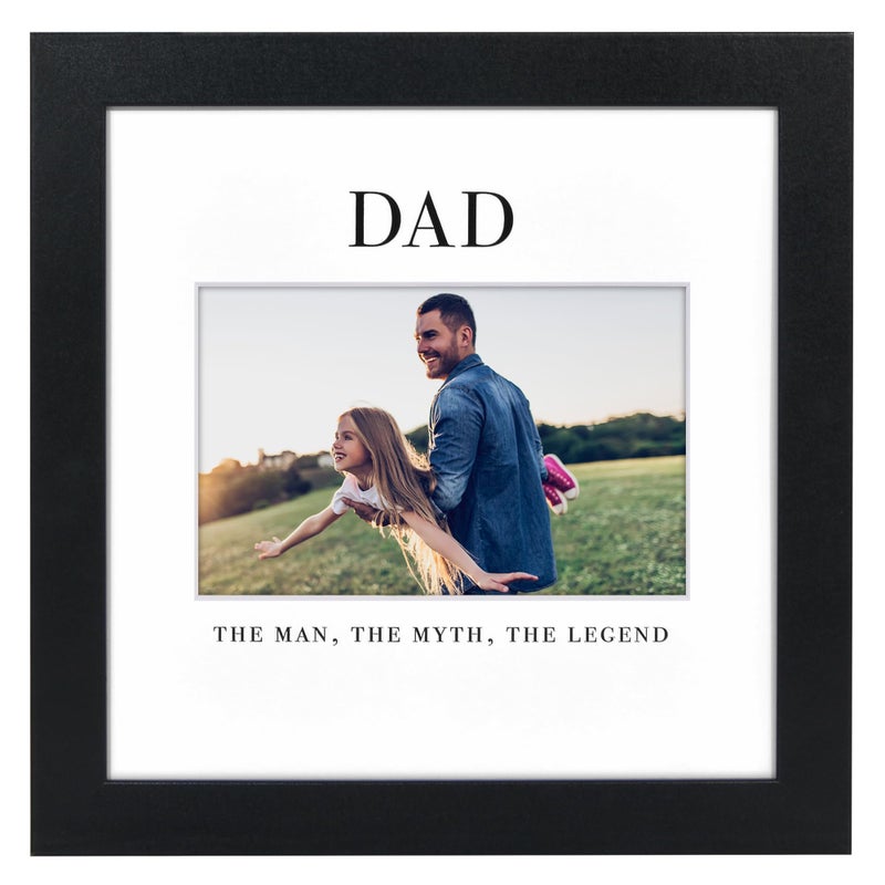 Americanflat Dad Picture Frame with Shatter-Resistant Glass - Use as 8x8 Picture Frame without Mat or 4x6 Frame with 3 Interchangeable Mats - Signature Collection - Gifts for Dad - Black - Image 1