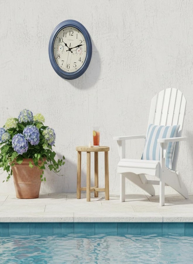 Crosstime Outdoor Clock with Thermometer and Hygrometer Combo, Rustic Vintage Waterproof Indoor Outdoor Wall Clocks for Patio Pool Garden Home Decor- 12 Inch Blue - Image 4