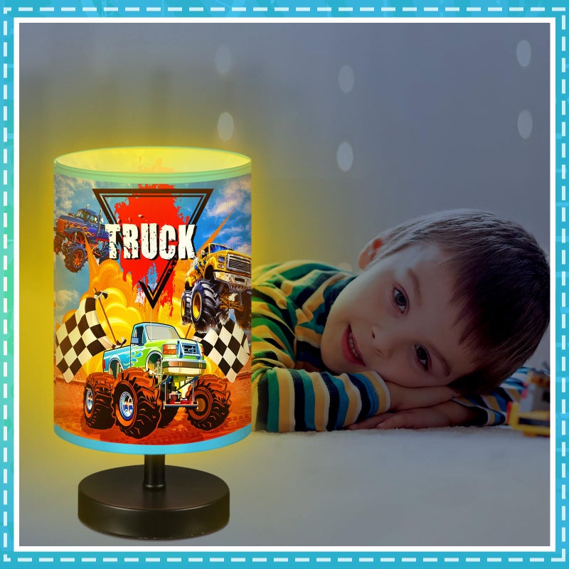 Glooglitter Monster Truck Themed Table Lamp 3 Colors Dimmable Lights 9.72 x 5.12 Inch Monster Truck Themed Night Light Bedside Lamps Decoration for Bedroom Desk Birthday Gifts for Christmas Home Decor - Image 2